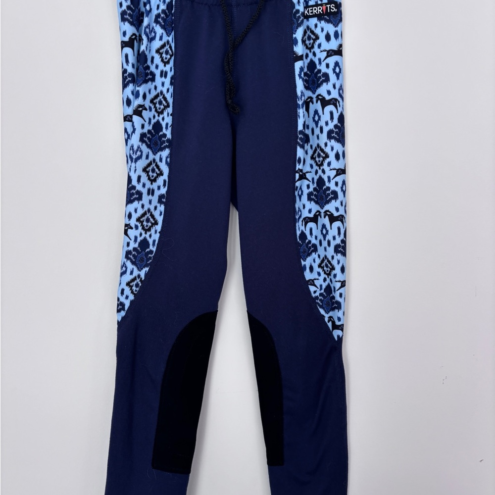 Kerrits Kids Blue and Black horseback riding pants. Size: Child’s S